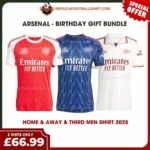Arsenal 2025/26 Gift Bundle – Home and Away and Third Fan-Version Men Football Shirts