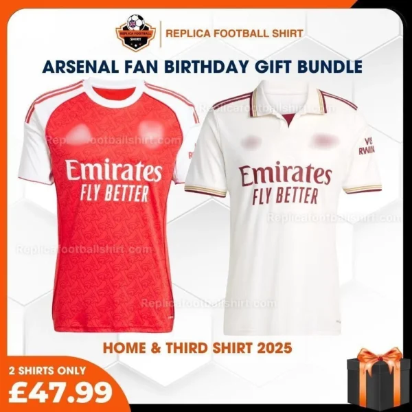 Arsenal 2025/26 Gift Bundle – Home and Away and Third Fan-Version Men Football Shirts