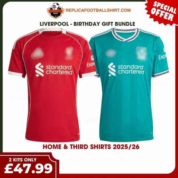 Liverpool 2025/26 Gift Bundle - Home and Third Fan-Version Men Football Shirts