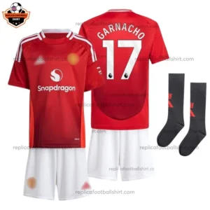 Manchester United Home Kid Replica Football Kit 2024/25 GARNACHO 17 Printed