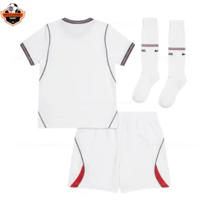 England Home World Cup Kid Replica Football Kit 2026 - Front view - back with socks