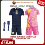 Scotland World Cup 2026 Gift Bundle – Home and European Champions Fan-Version Kids Football Kits