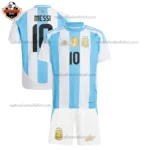 Argentina MESSI 10 Home White Short For Men and Kid Replica Football Kit 2024