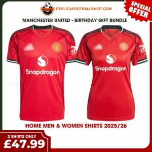 Manchester United 2025/26 Gift Bundle - Home Men & Women Replica Football Shirt