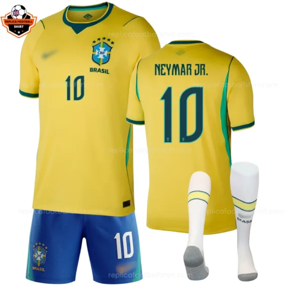 Brazil World Cup 2026 NEYMAR JR. 10 Home Kid Replica Football Kit