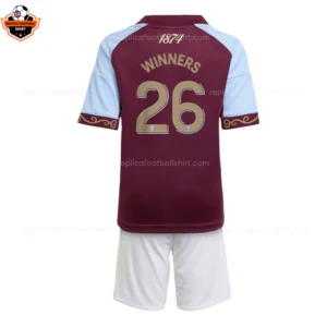 Aston Villa Home UEFA Europa League Winners Kid Replica Kit 2025/26 - Back view