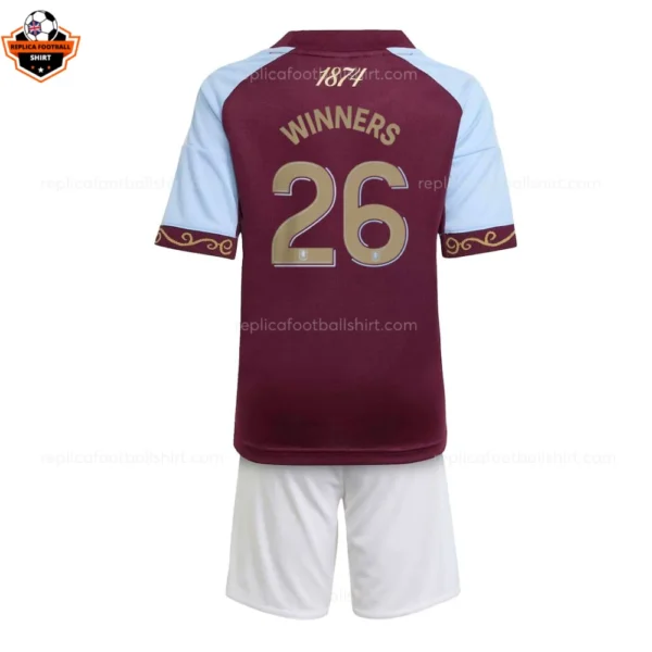 Aston Villa Home UEFA Europa League Winners Kid Replica Football Kit 2025/26
