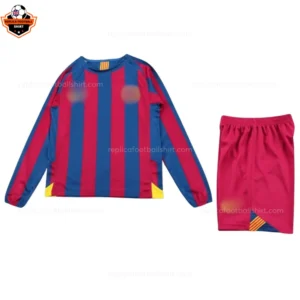 Retro Barcelona Reissue Kid Replica Football Kit 2005/06 Long Sleeve