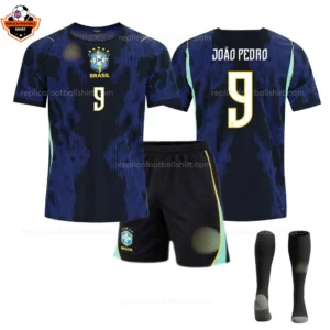 Brazil World Cup 2026 JOÃO PEDRO 9 Away Kid Replica Football Kit