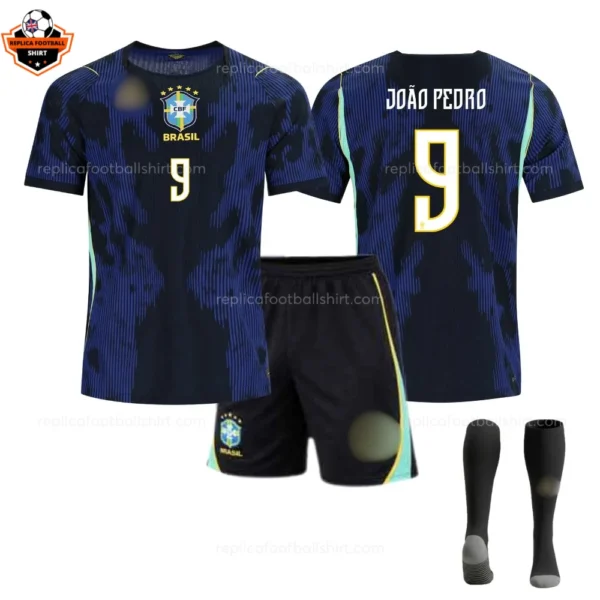 Brazil World Cup 2026 JOÃO PEDRO 9 Away Kid Replica Football Kit
