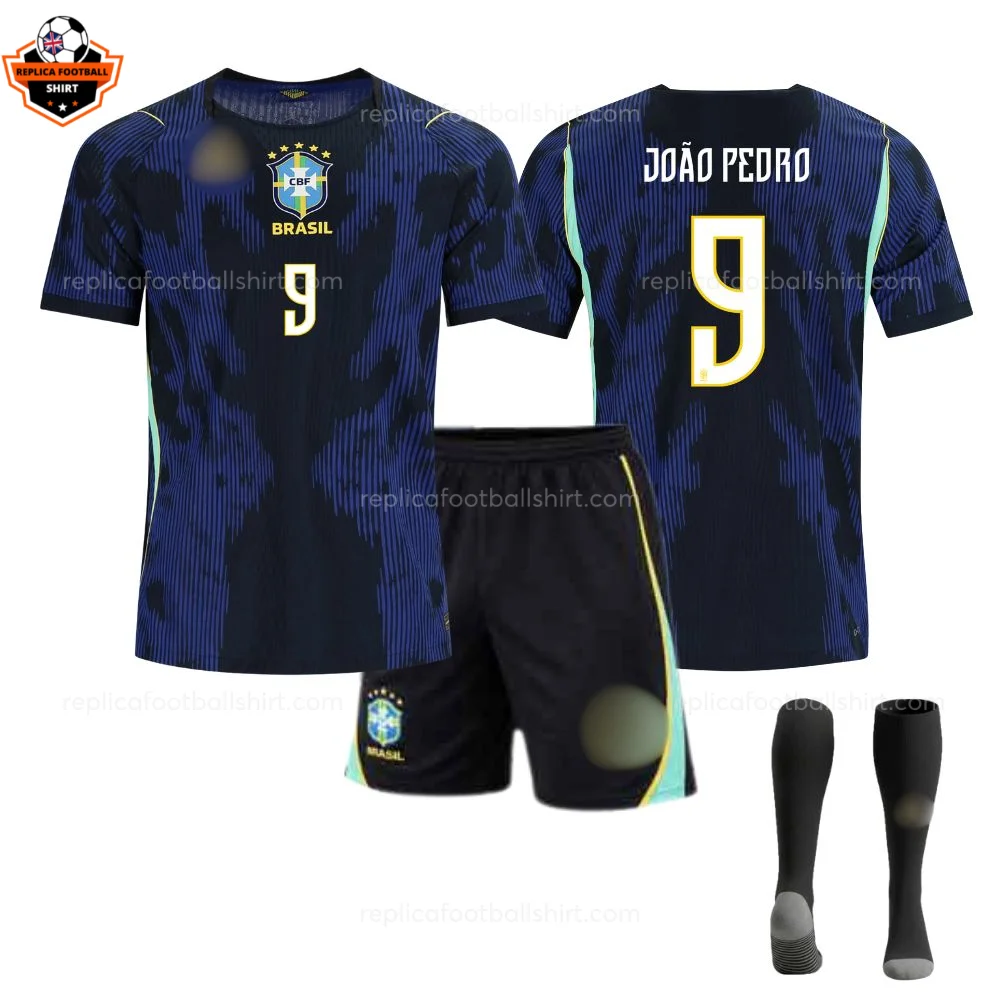 Brazil World Cup 2026 JOÃO PEDRO 9 Away Kid Replica Football Kit