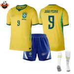 Brazil World Cup 2026 JOÃO PEDRO 9 Home Kid Replica Football Kit