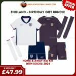 England 2024 Gift Bundle – Home and Away Fan-Version Kids Football Kits (With Socks)