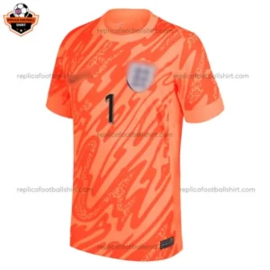England Goalkeeper Men Replica Football Shirt 2024 PICKFORD 1 Printed - Front view