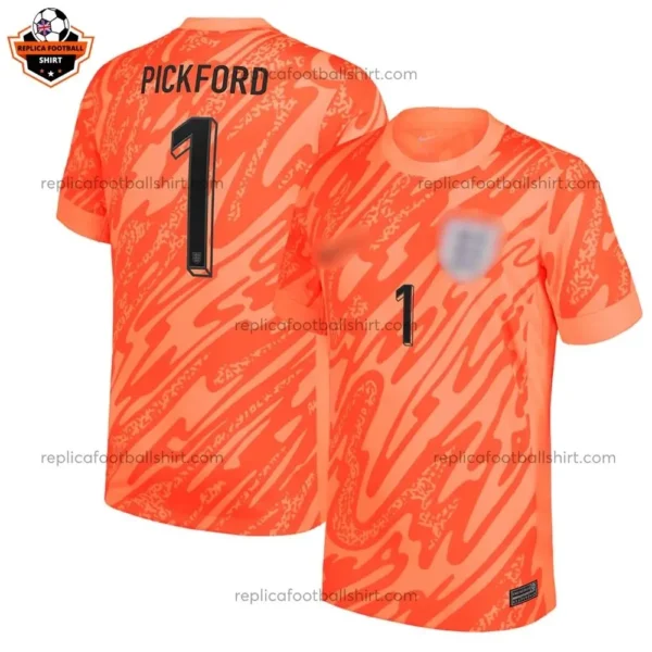 England Goalkeeper Men Replica Football Shirt 2024 PICKFORD 1 Printed