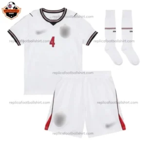 England World Cup 2026 RICE 4 Home Kid Replica Football Kit - Front view