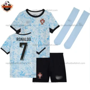 Portugal Away Kid Replica Football Kit 2024 RONALDO 7 Printed