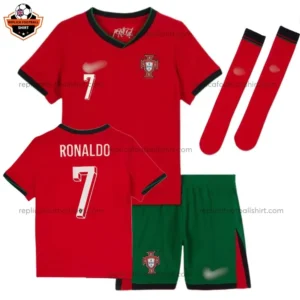 Portugal Home For Men and Kid Replica Football Kit 2024 RONALDO 7 Printed