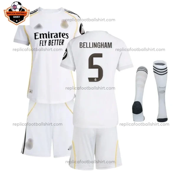 Real Madrid BELLINGHAM 5 Home Kid Replica Football Kit 2025/26