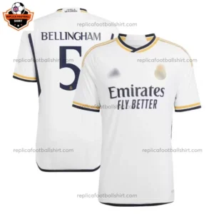Real Madrid Home Men Replica Football Shirt 2023/24 BELLINGHAM 5 Printed