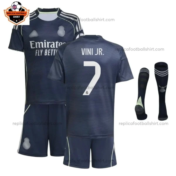 Real Madrid VINI JR. 7 Away Kid Replica Football Kit 2025/26
