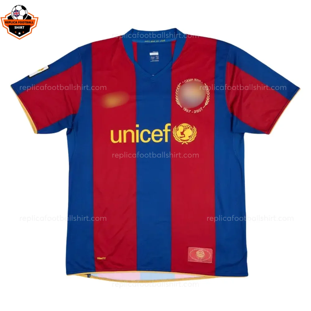 Barcelona Home Replica Football Shirt 2007/08 RONALDINHO 10 - Front view