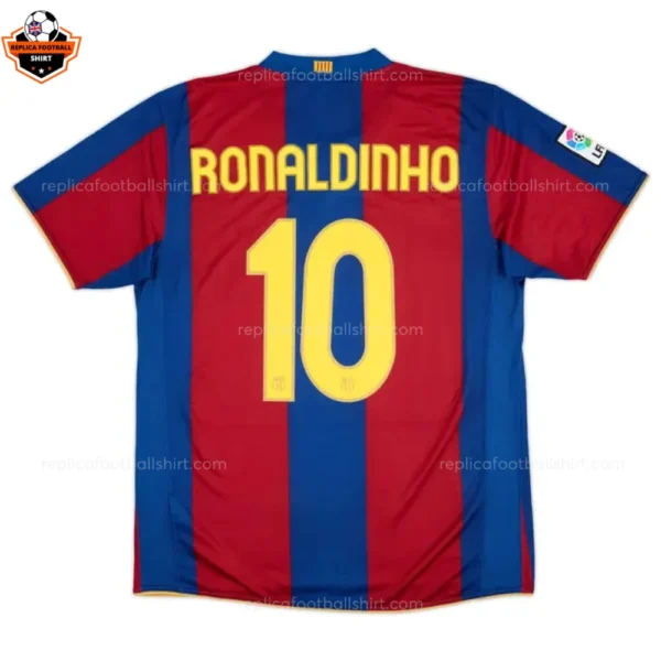 Retro Barcelona Home Men Replica Football Shirt 2007/08 RONALDINHO 10 Printed