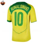 Retro Brazil Home Men Replica Football Shirt 2004/06 RONALDINHO 10 Printed
