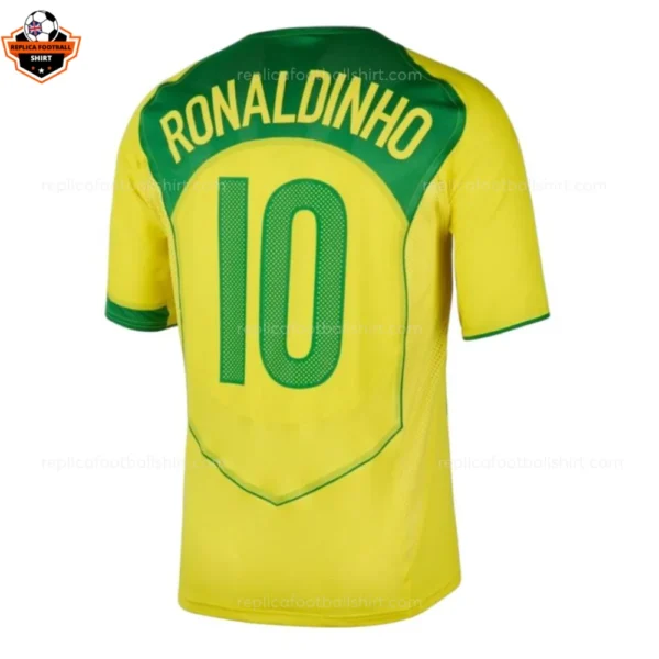 Retro Brazil Home Men Replica Football Shirt 2004/06 RONALDINHO 10 Printed