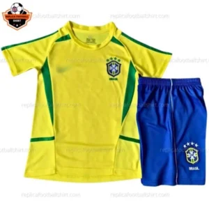 Retro Brazil Home Yellow Kid Replica Football Kit 2002