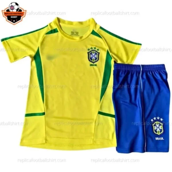 Retro Brazil Home Yellow Kid Replica Football Kit 2002