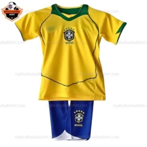 Retro Brazil Home Yellow Kid Replica Football Kit 2004