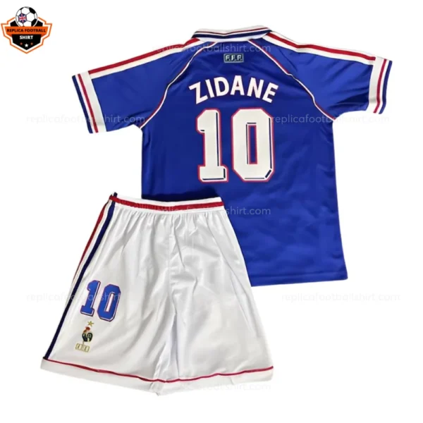 Retro France Home Kid Replica Football Kit 1998 ZIDANE 10 Printed