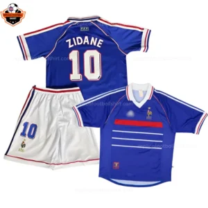 Retro France Home Kid Replica Football Kit 1998 ZIDANE 10 Printed