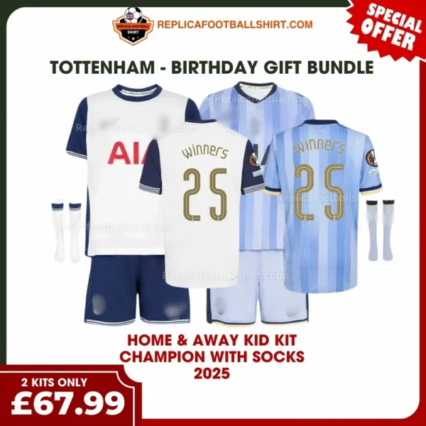 Tottenham WINNERS 2025 Gift Bundle – Home and Away Fan-Version Kids Football Kits
