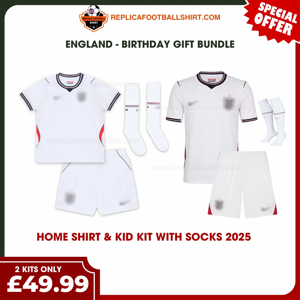 England World Cup 2026 Gift Bundle – Home Adult Kit & Kids Football Kit