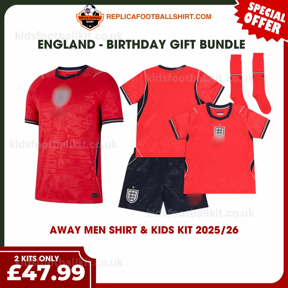 England World Cup 2026 Gift Bundle – Away Dad Shirt & Son Kit
