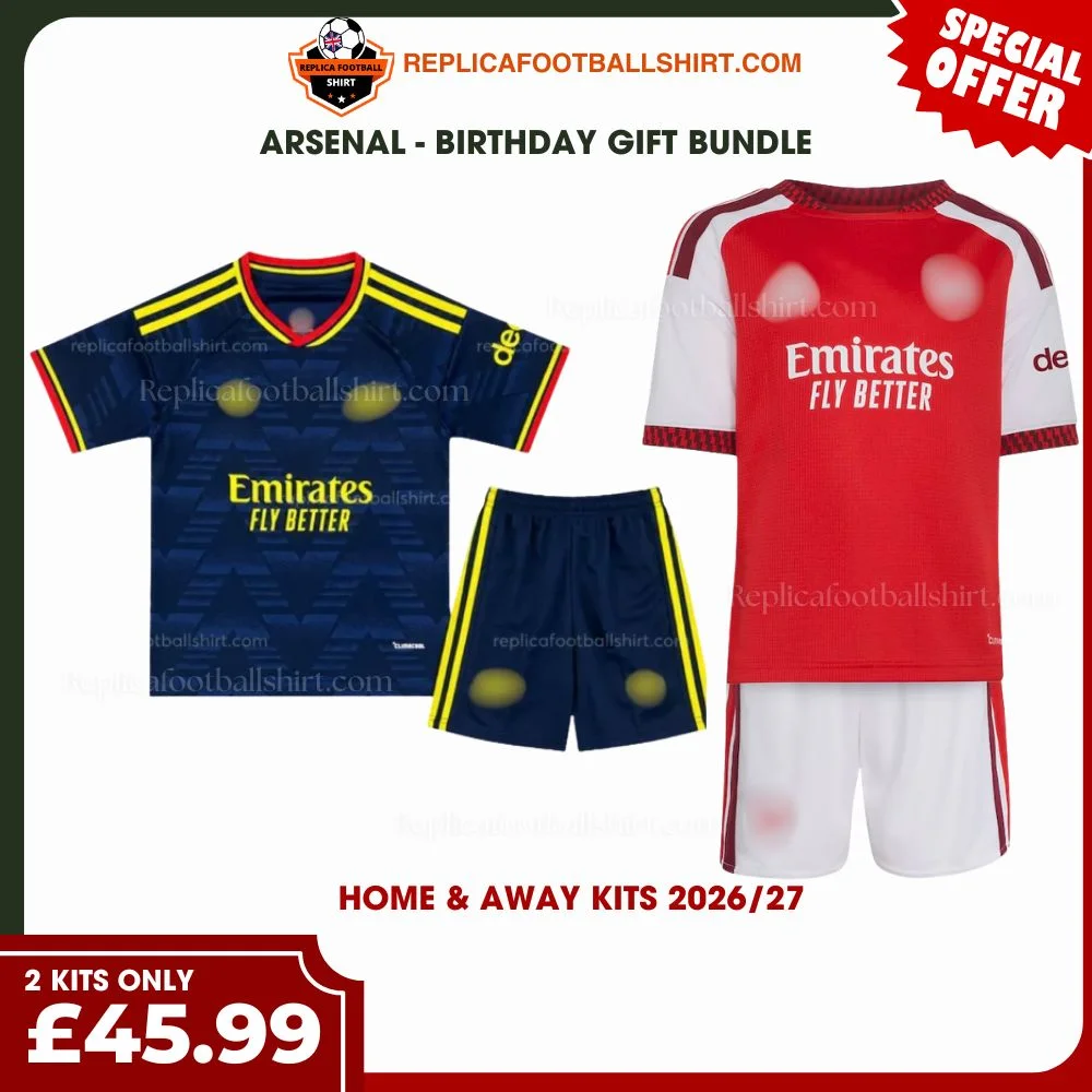 Arsenal 2026/27 Gift Bundle – Home and Away Kids Football Kits