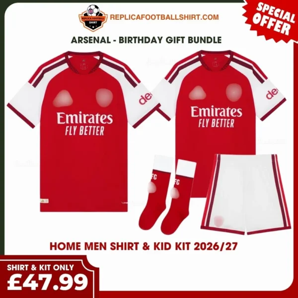 Arsenal 2026/27 Gift Bundle - Home Dad Shirt and Son Kit Fan-Version