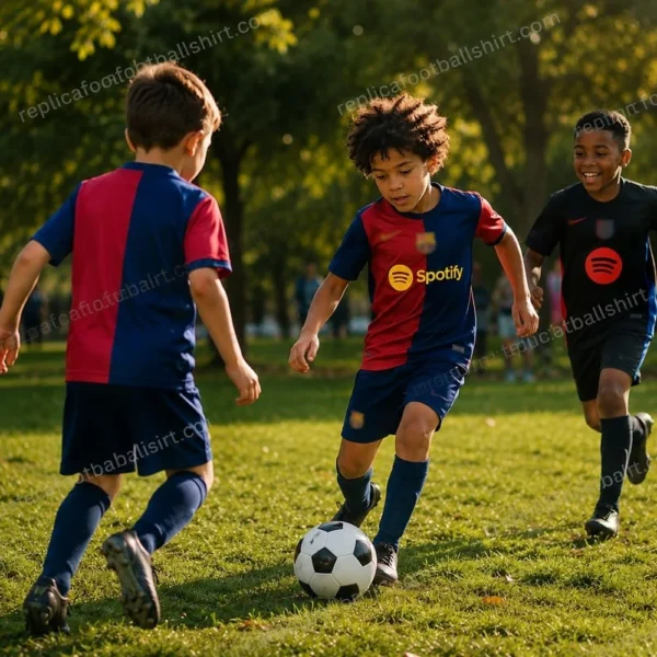 Barcelona 2024/25 Gift Bundle – Home and Away Fan-Version Kids Football Kits (With Socks)
