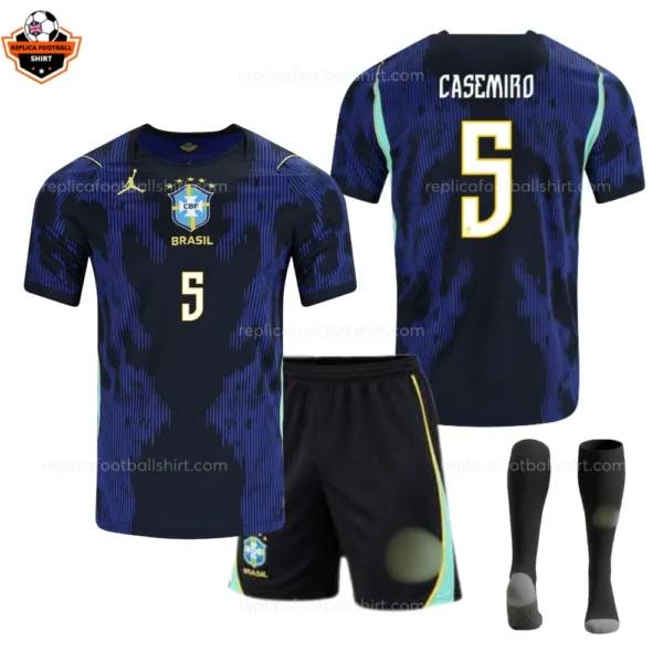 Brazil World Cup 2026 CASEMIRO 5 Away Kid Replica Football Kit