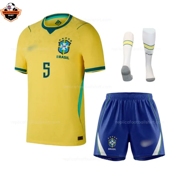 Brazil World Cup 2026 CASEMIRO 5 Home Kid Replica Football Kit