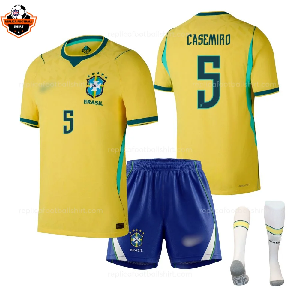 Brazil World Cup 2026 CASEMIRO 5 Home Kid Replica Football Kit