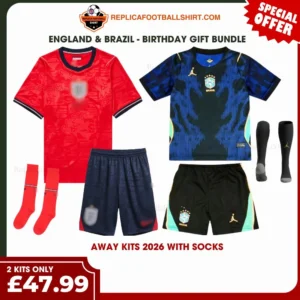England and Brazil World Cup 2026 Gift Bundle - Away Fan-Version Kids Football Kits