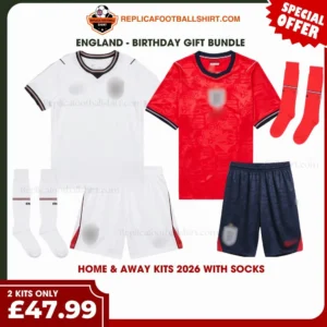 England World Cup 2026 Gift Bundle – Home & Away Kids Football Kits