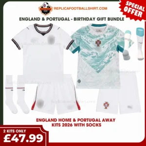 England and Portugal World Cup 2026 Gift Bundle - Home and Away Fan-Version Kids Football Kits