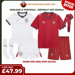 England and Portugal World Cup 2026 Gift Bundle - Home Fan-Version Kids Football Kits