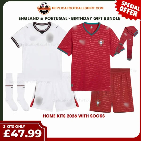 England & Portugal World Cup 2026 Gift Bundle – Home Kids Football Kit