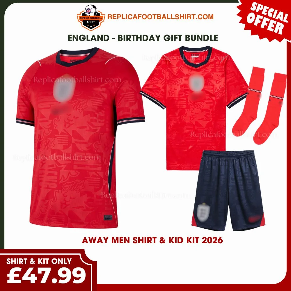 England World Cup 2026 Gift Bundle – Away Dad Shirt & Son Kit