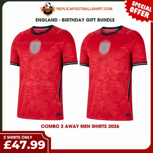England World Cup 2026 Gift Bundle - 2 Away Fan-Version Men Football Shirts